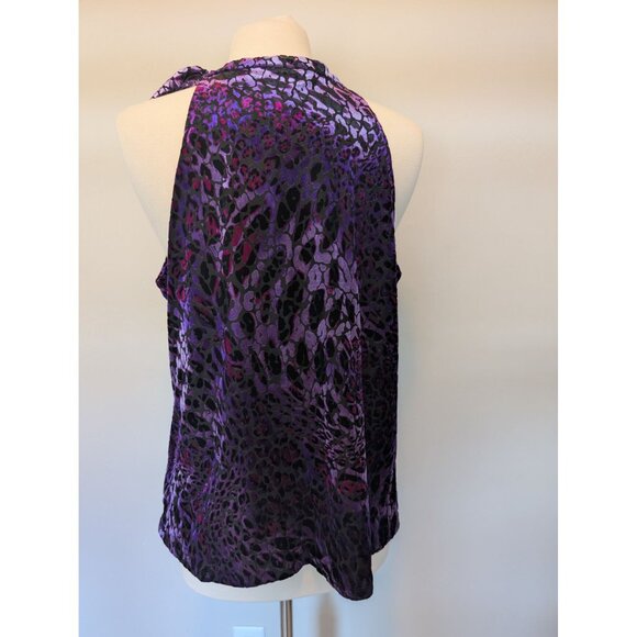 Style & CO. XL Iridescent Velvet Sleeveless Animal Print Blouse Burnout - Picture 2 of 3